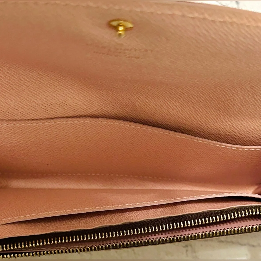 SOLD! ❌ Louis Vuitton Brown Damier Caissa Wallet With Pink Interior & Dust Bag - Picture 8 of 16